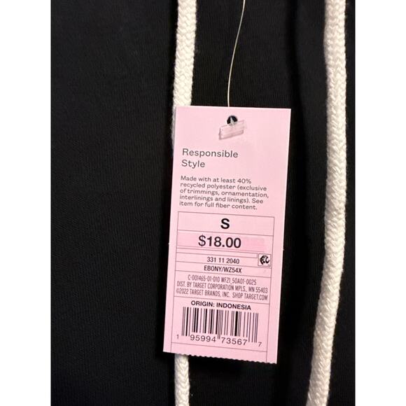 Wild Fable Ebony Cropped Hoodie, Size S, Ultra Soft, Pull String Hood - Picture 2 of 3